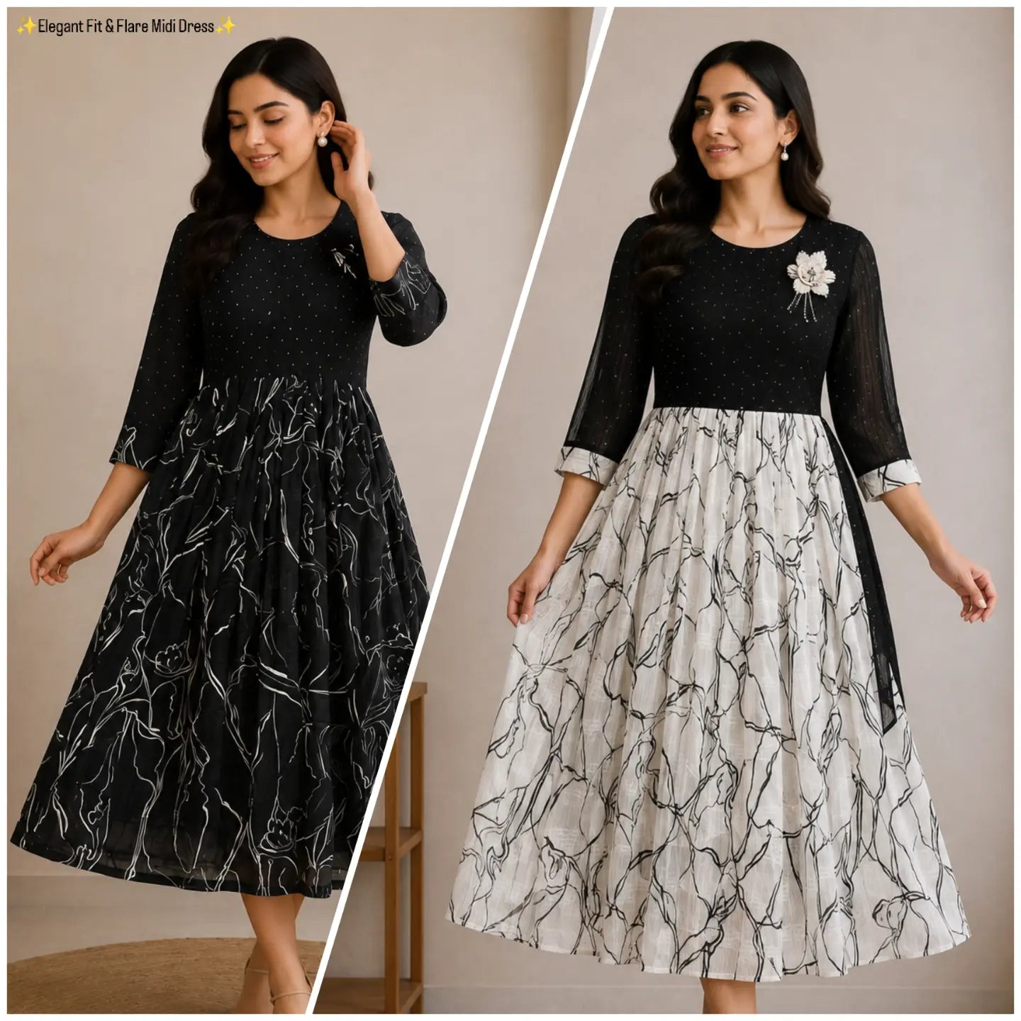 Élan Embellished A-Line Dress