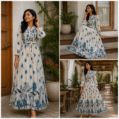 Women’s Floral Printed Long Maxi Dress