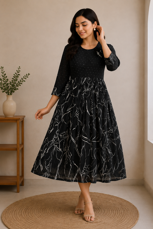 Élan Embellished A-Line Dress