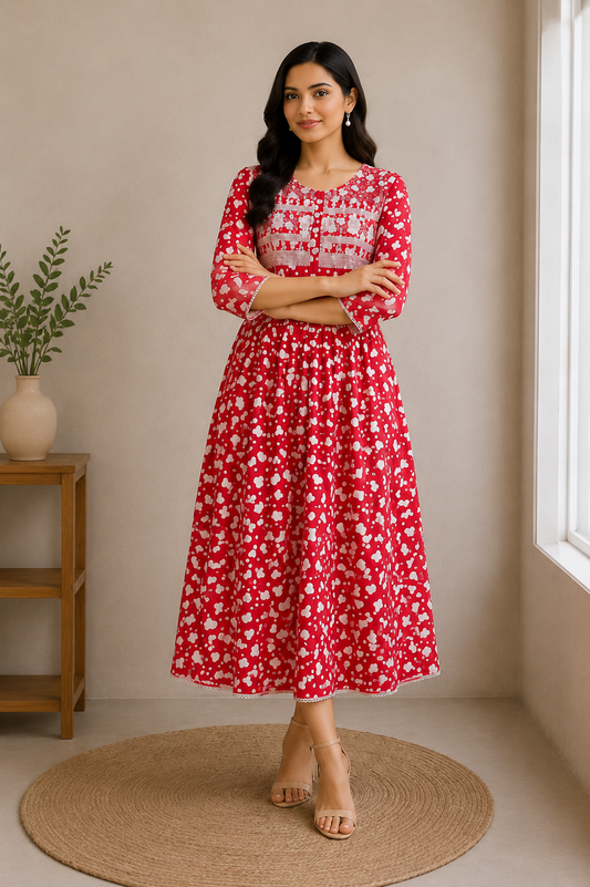 Printed Anarkali midi