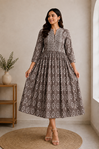 Regalia  Print Anarkali Midi