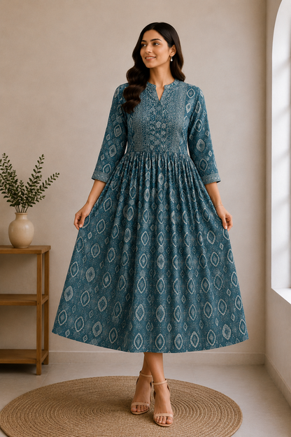 Regalia  Print Anarkali Midi